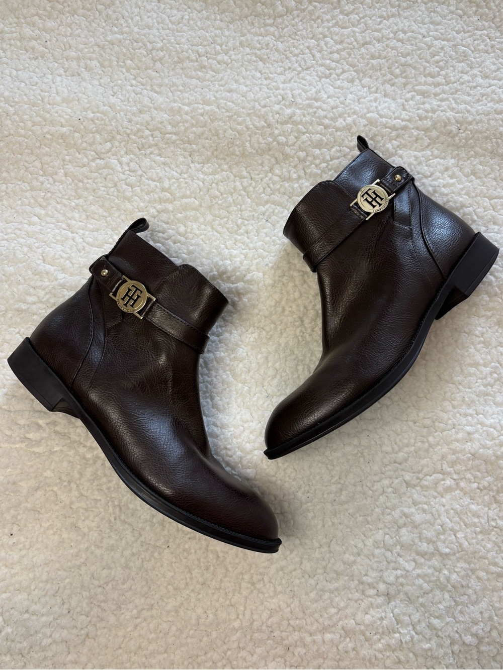 Tommy Hilfiger Women Dark Brown Faux Leather Ankle Boots